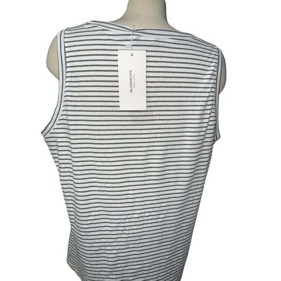 BloomChic Round Neck Sleeveless Striped Casual Tank Top Sz 18/20 (2XL) Womens - Picture 3 of 11